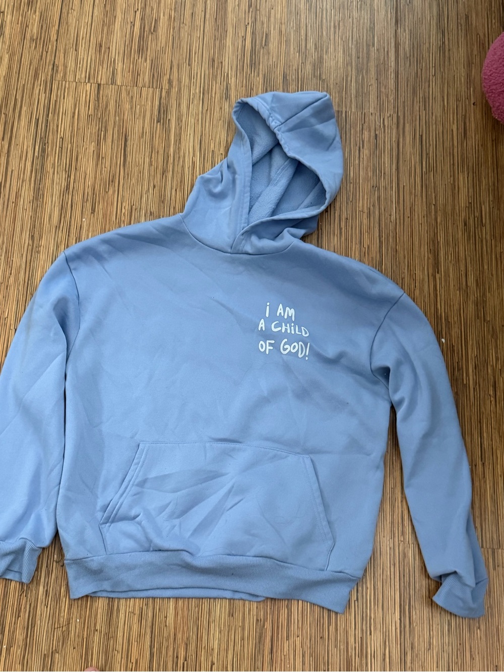 SHEIN Light Blue Crewneck Hoodie - "I AM A CHILD OF GOD"